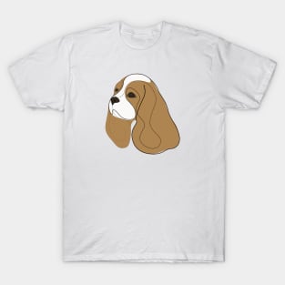 King Charles Cavalier - Spaniel - one line drawing with colour T-Shirt